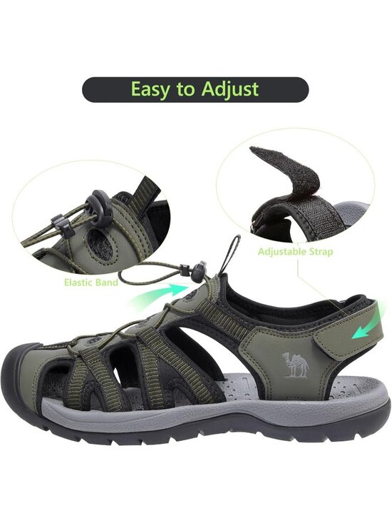 Men\'s Army Green Closed Toe Outdoor Beach Hiking Rubber Waterproof Sport Sandals main image 4